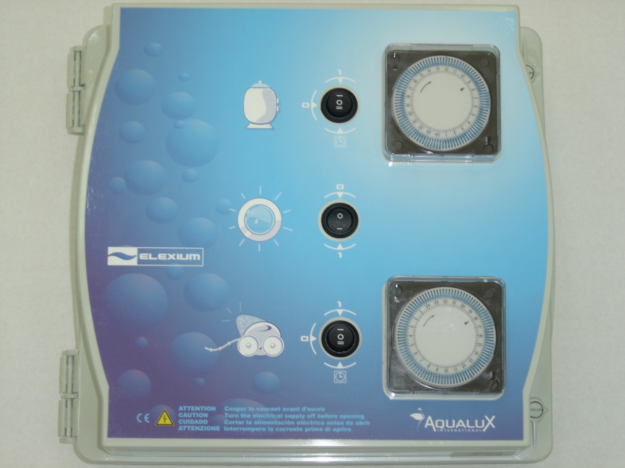 Coffret électrique pour filtration + balai automatique + projecteur 300w