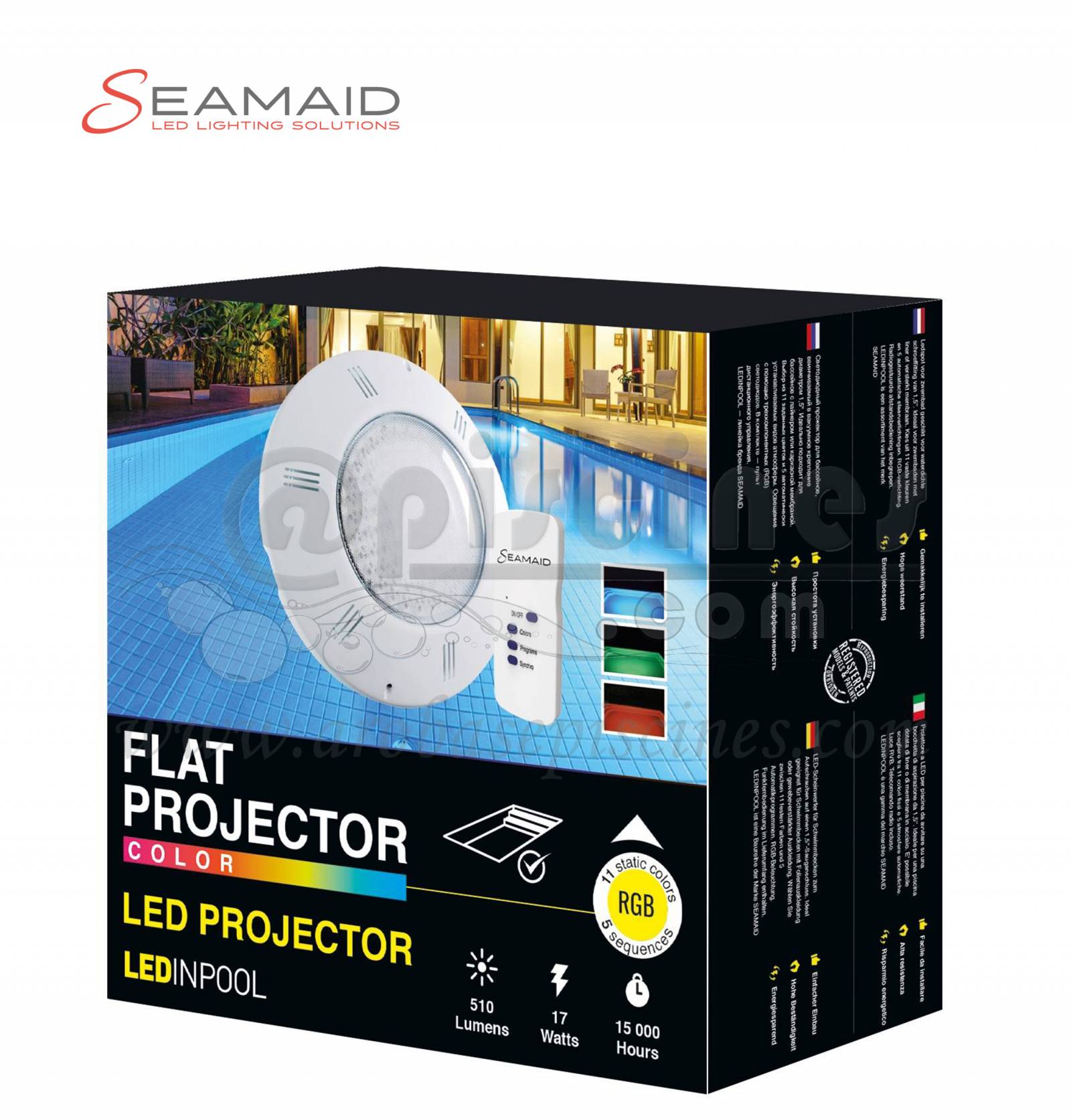 ACHETER UN PROJECTEUR LED COULEUR POUR PISCINE SUR TRAVERSE DE PAROI AVEC TELECOMMANDE