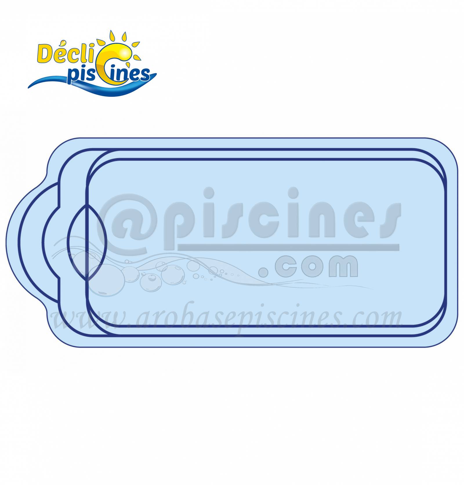 Piscine coque polyester avec banquette et escalier moderne