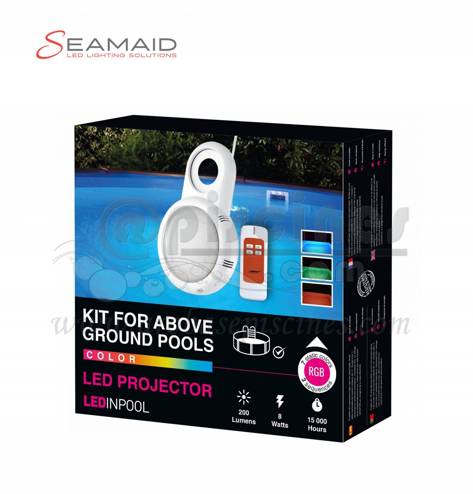 PROJECTEUR 36 LED COULEUR AVEC TELECOMMANDE POUR PISCINE HORS SOL