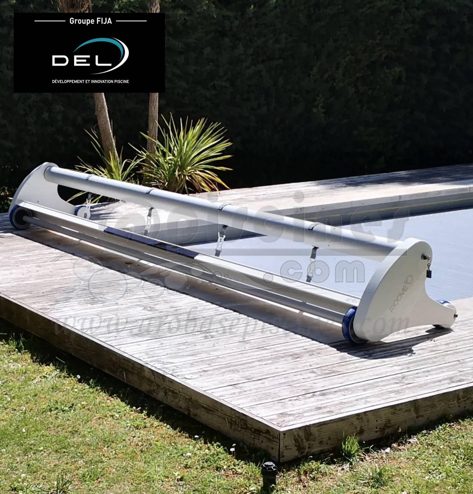 VOLET ROULANT HORS SOL MOBILE MOOVEO POUR PISCINES GAMME AXEO PISCINES